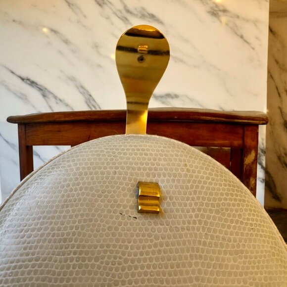 Elan Vintage Shoulder Handbag Hard Shell Faux Snakeskin DAMAGED - Picture 11 of 14